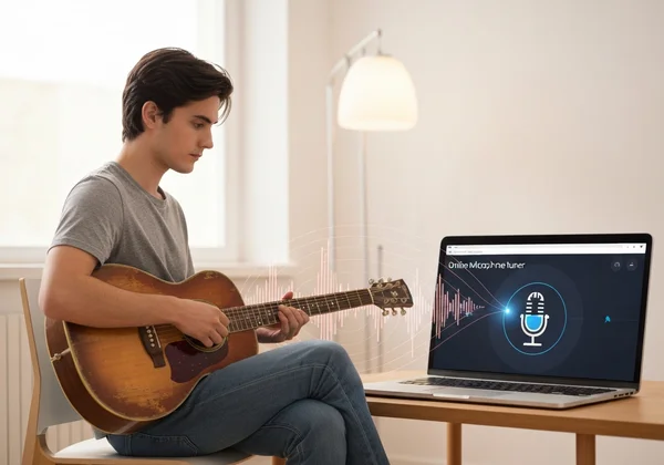 Musician using an online microphone tuner