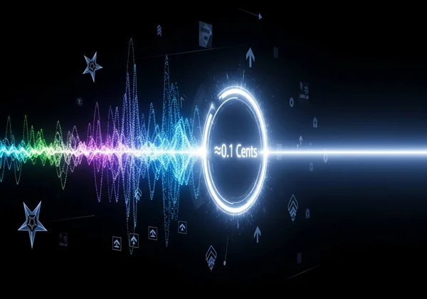 Abstract art showing sound waves hitting a target.
