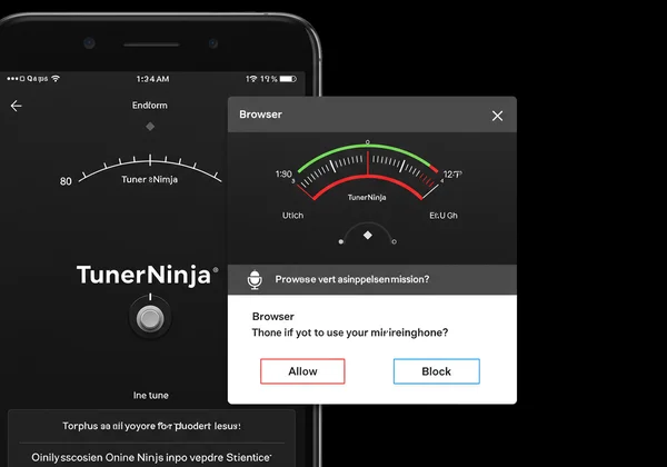 TunerNinja interface with microphone access prompt